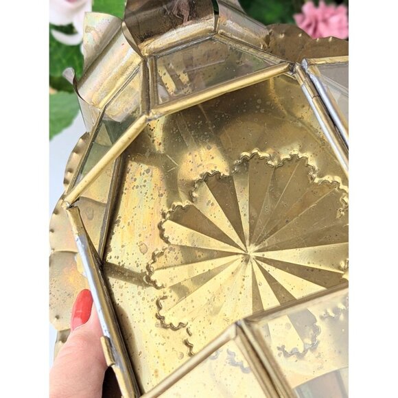 Vintage Handmade Tin & Glass Candle Sconce Rustic Western Entry Foyer Wall Decor - Picture 7 of 10